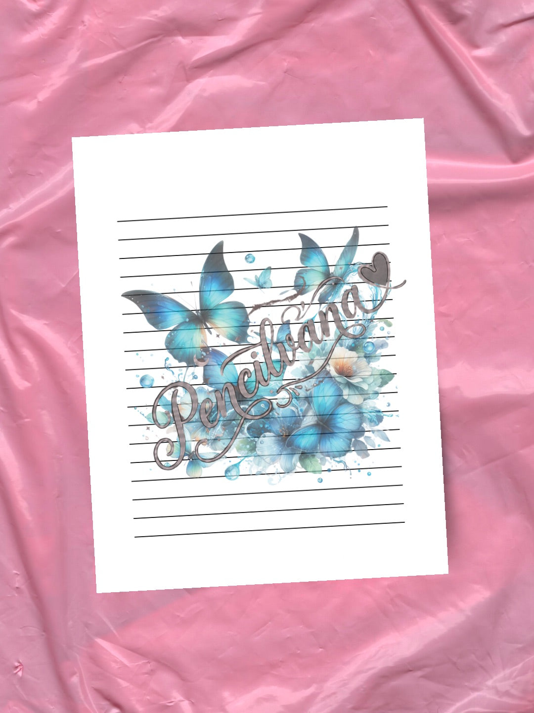 BLUE FLORAL BUTTERFLY PAPER Blue Floral Paper | Blue Butterfly Stationery | Aesthetic Writing Paper | Elegant Stationery
