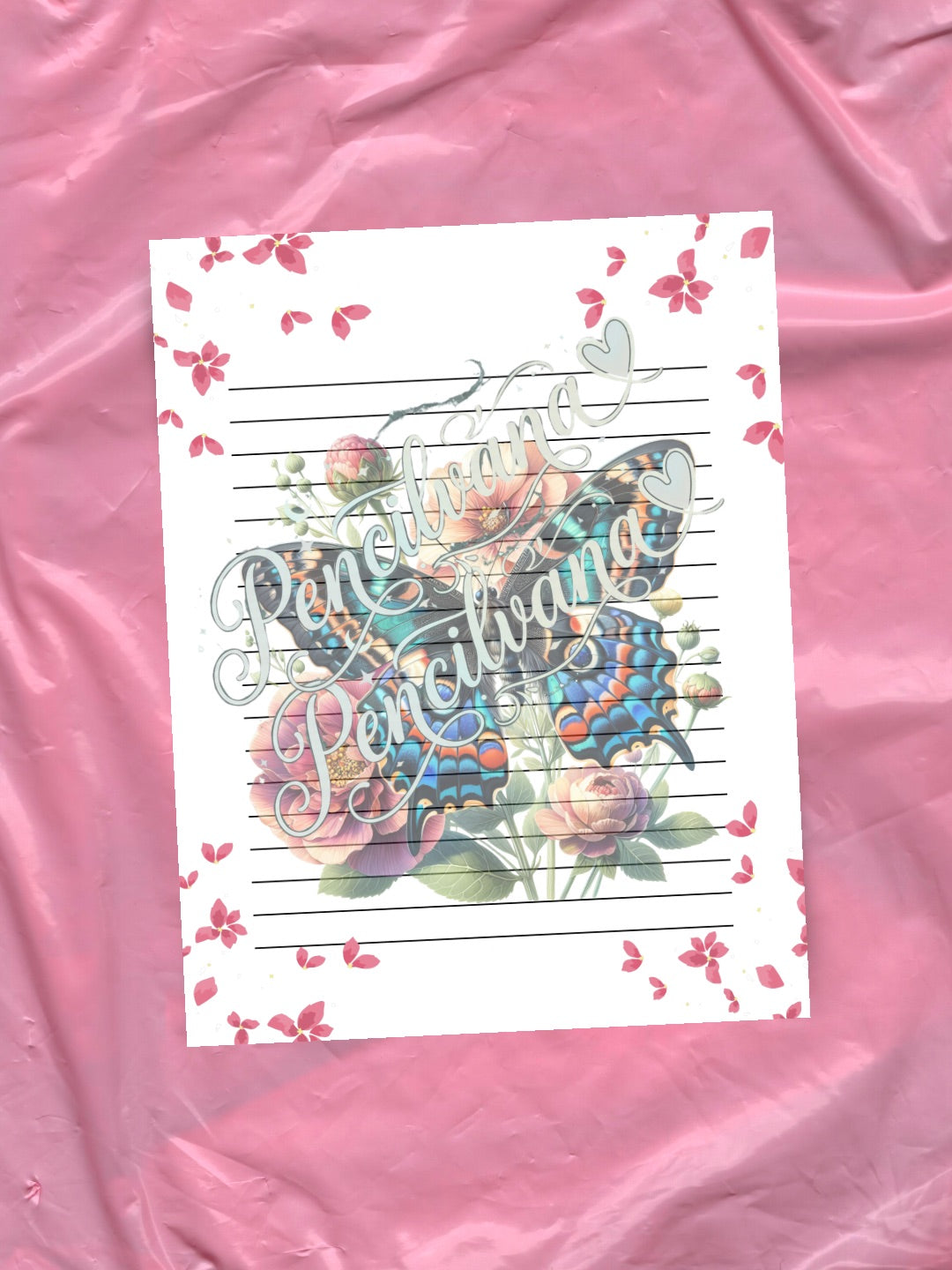 BLUE FLORAL BUTTERFLY PAPER Blue Butterfly Paper | Floral Stationery | Aesthetic Writing Pad | Blue Desk Decor Soft Girl Desk Decor