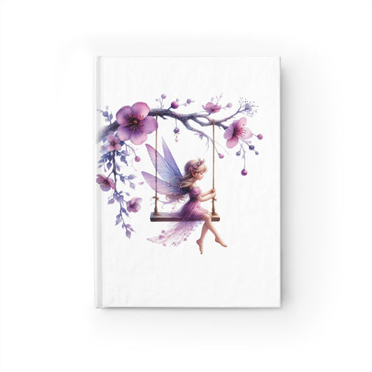 Fairy Swing Ruled Journal — Floral Pink Purple Fantasy Notebook