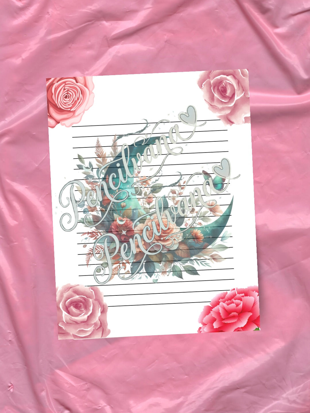 Blue Moon Butterfly Paper | Colorful Aesthetic Stationery | Cute Writing Paper | Bright Desk Stationery