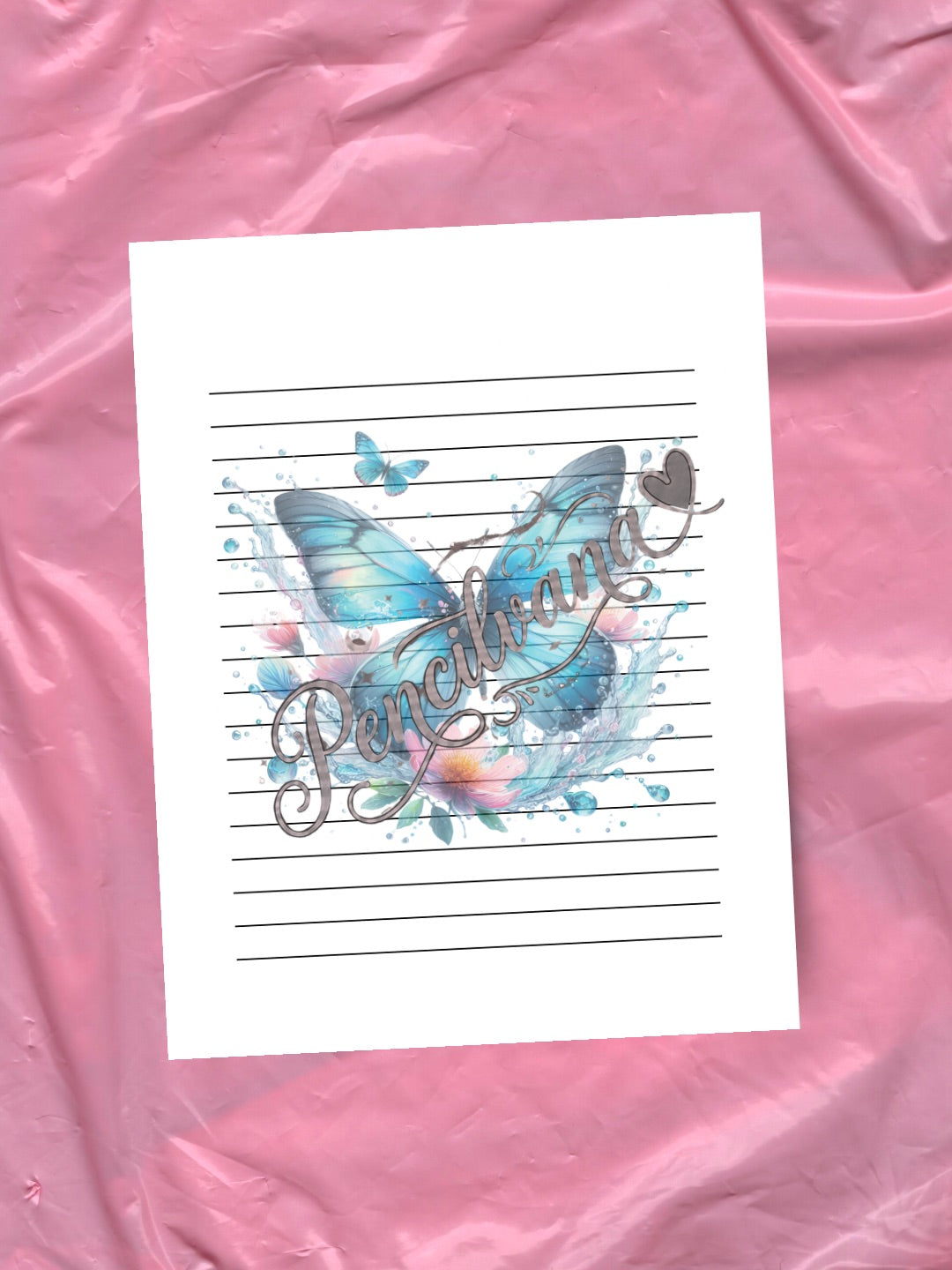 BLUE ROSE WATER BUTTERFLY Blue Rose Notepad | Water Butterfly Stationery | Aesthetic Writing Paper | Elegant Stationery