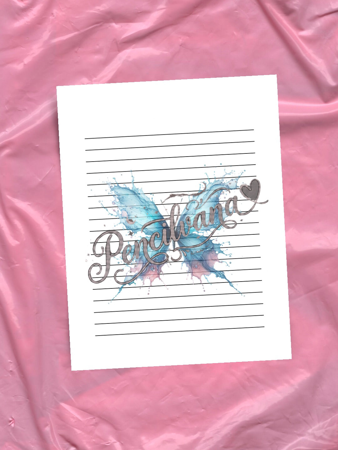 Blue Butterfly Paper | Pastel Aesthetic Stationery | Cute Lined Writing Paper | Soft Girl Desk Decor